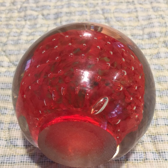 Murano Glass from Italy Apple Paperweight Gorgeous W/bubbles Hand Blown Flawless - Picture 6 of 8